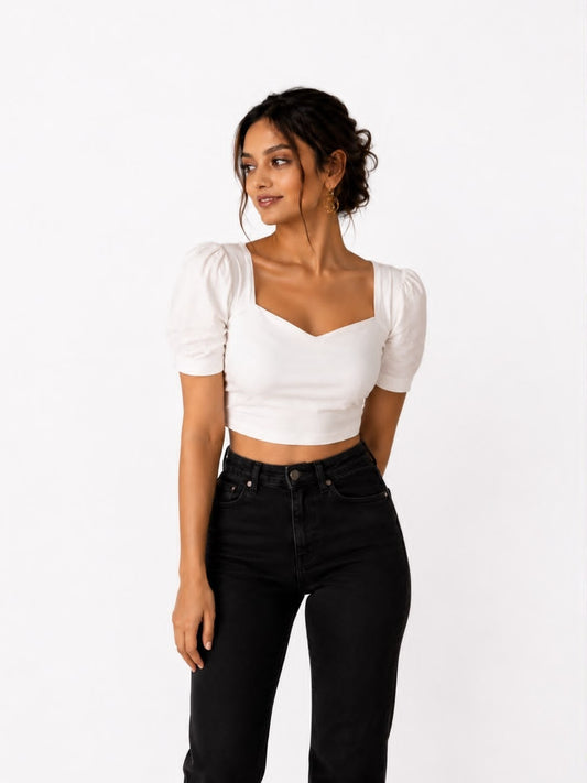 Noeiko Cloud Kiss White Crop Top for Women