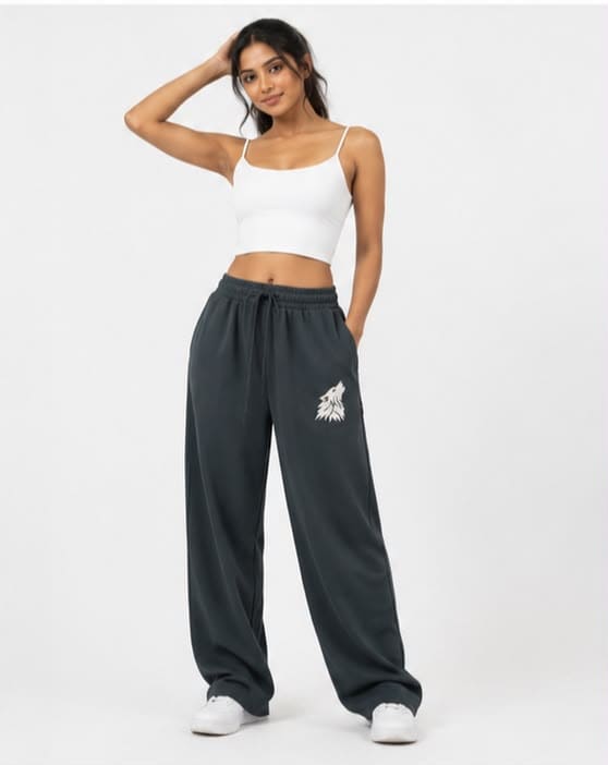 Noeiko – Wolf Motion Graphite Blue Wide Leg Sweatpant Premium DryFit Lowers