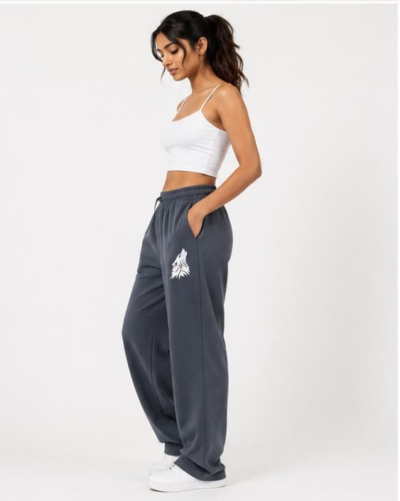 Noeiko – Wolf Motion Graphite Blue Wide Leg Sweatpant Premium DryFit Lowers