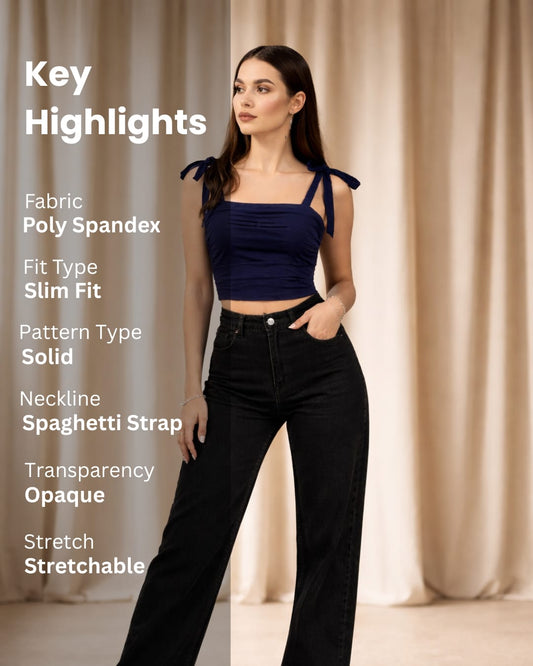 Noeiko Slim Fit Spaghetti Strap Crop Top