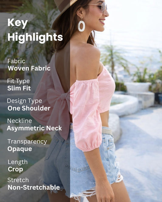 Noeiko Blush One-Shoulder Crop Top