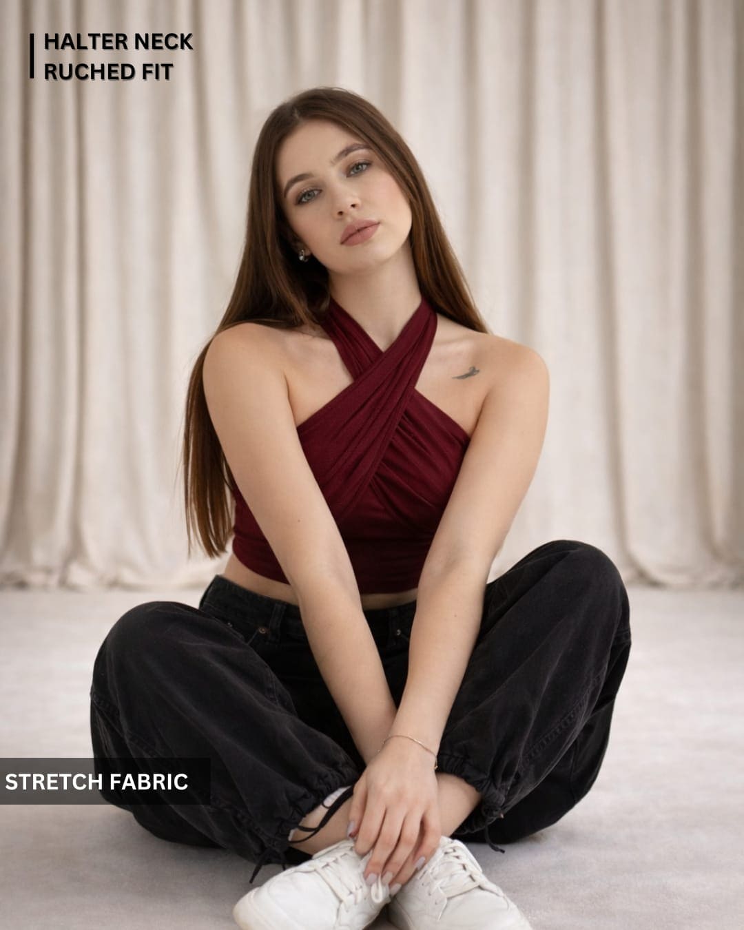 Noeiko Halter Neck Stretch Crop Top
