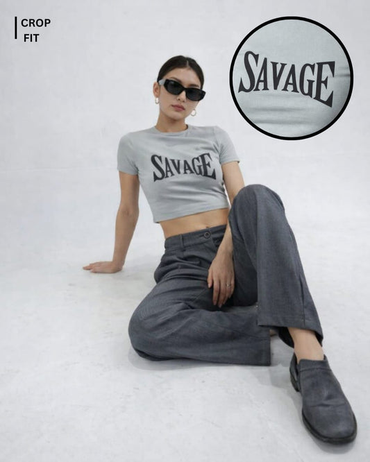 Noeiko Savage Typography Crop Top