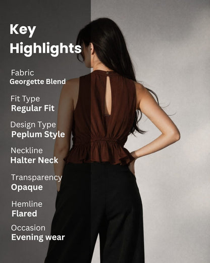 Noeiko Halter Neck Peplum Georgette Top