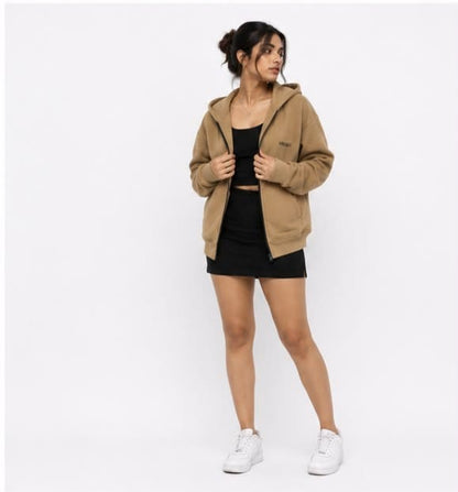 Noeiko – The Camel Core Heavyweight Unisex Zip-Up Cotton Fleece Hoodie
