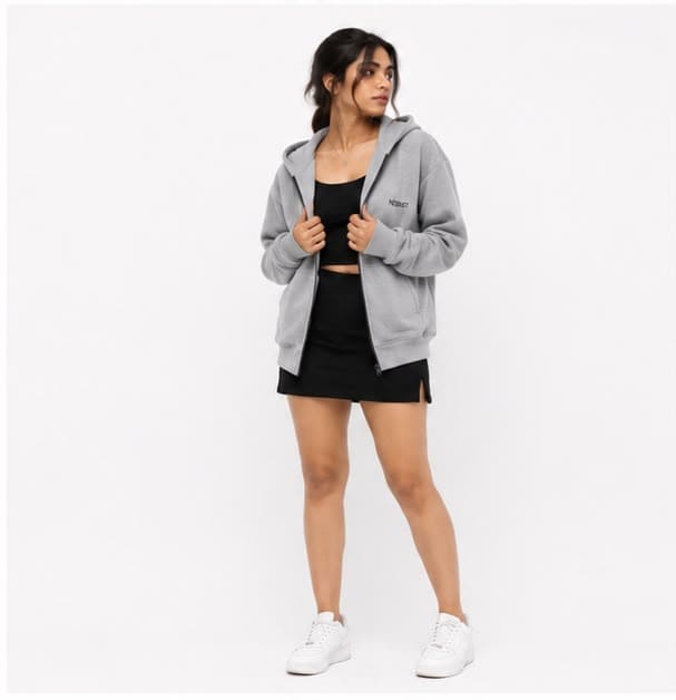Noeiko Urban Ash Grey – Premium Heavyweight Unisex Zip-Up Cotton Fleece Hoodie