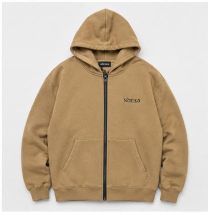 Noeiko – The Camel Core Heavyweight Unisex Zip-Up Cotton Fleece Hoodie