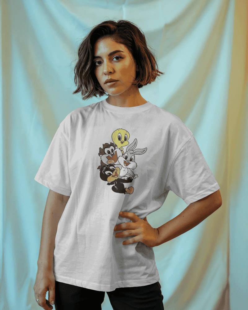 Noeiko - White Baby Looney Tunes Nostalgia T-Shirt – 90s Cartoon Squad Edition