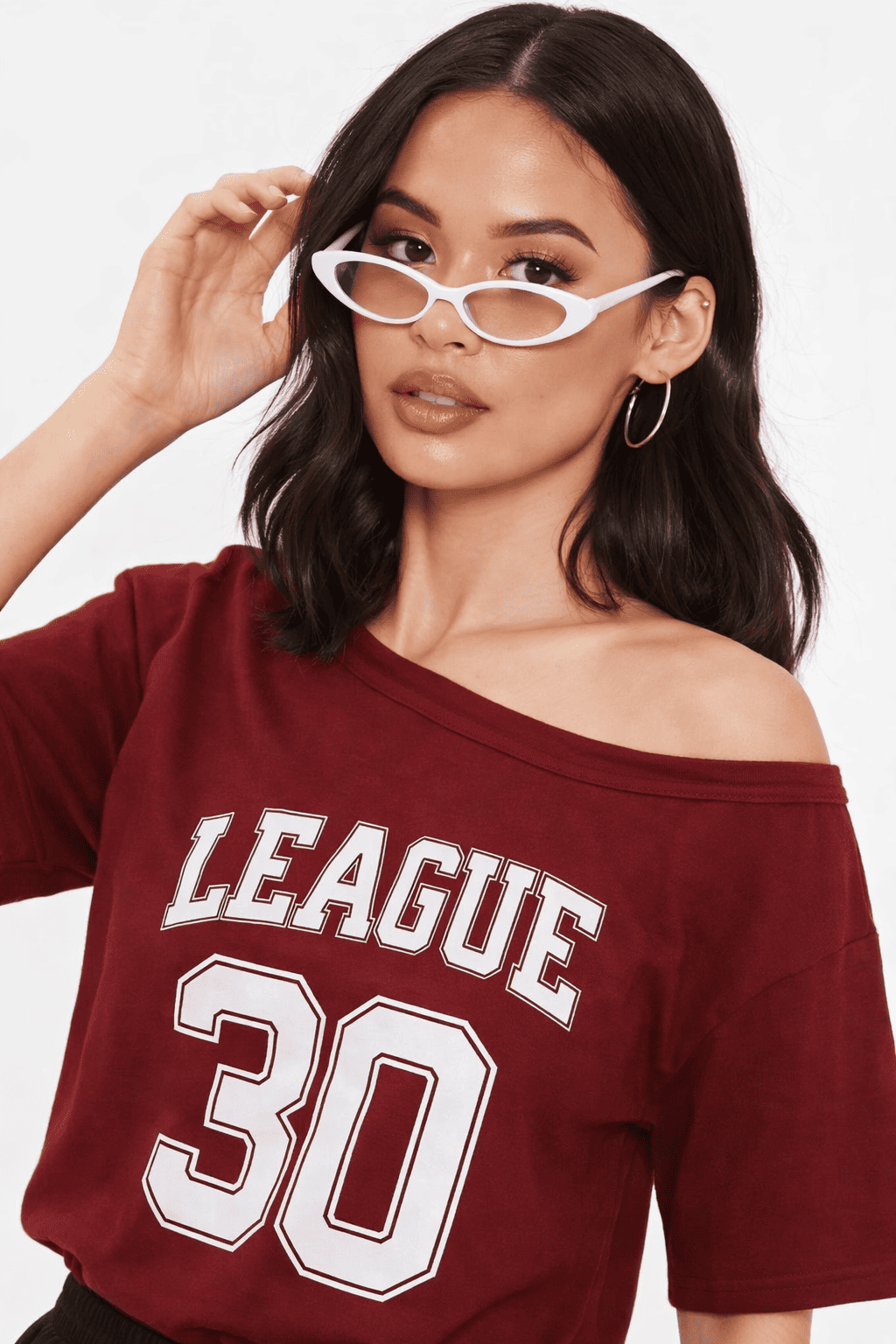 Noeiko League 30 Off-Shoulder Graphic Cotton T-Shirt