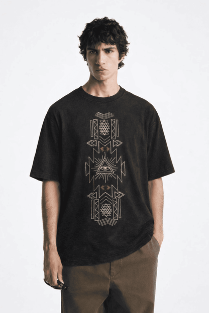 Noeiko Black Graphic Oversized T-Shirt