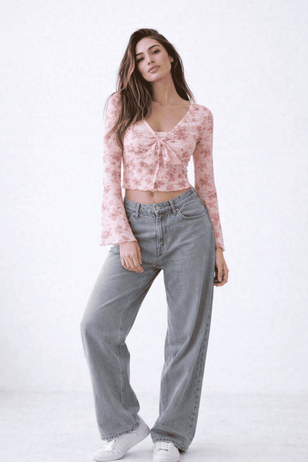 Noeiko Floral Mesh Slim-Fit Top