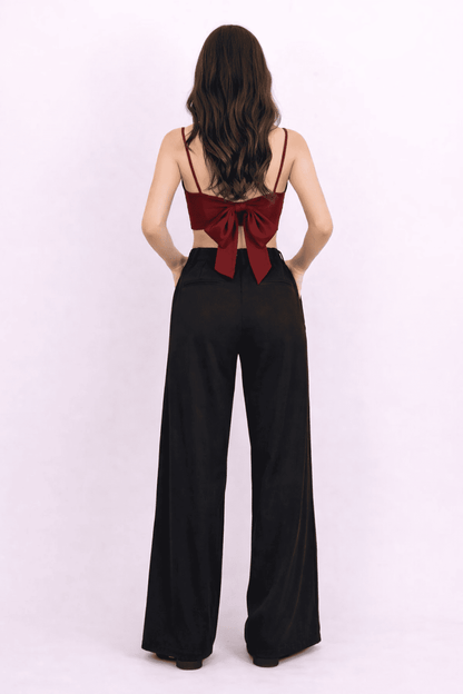 Noeiko Wine Knot-Front Crop Top