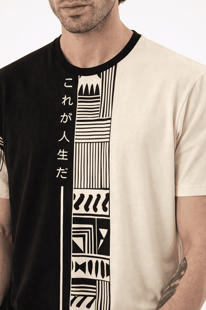 Noeiko Oversized Dual-Tone Graphic T-Shirt