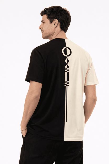 Noeiko Oversized Dual-Tone Graphic T-Shirt
