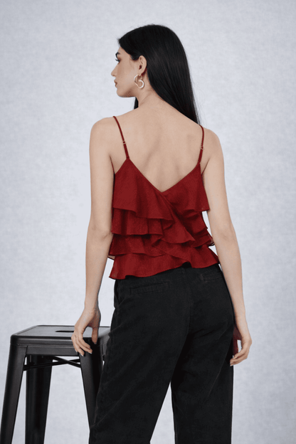 Noeiko V-Neck Peplum Georgette Top