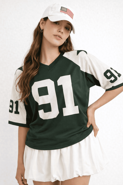 Noeiko Varsity 91 V-Neck Graphic Cotton T-Shirt