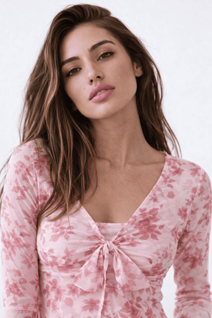 Noeiko Floral Mesh Slim-Fit Top