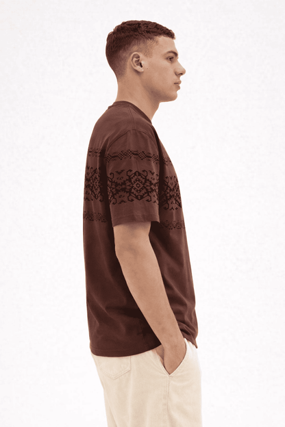 Noeiko Brown Patterned Oversized T-Shirt