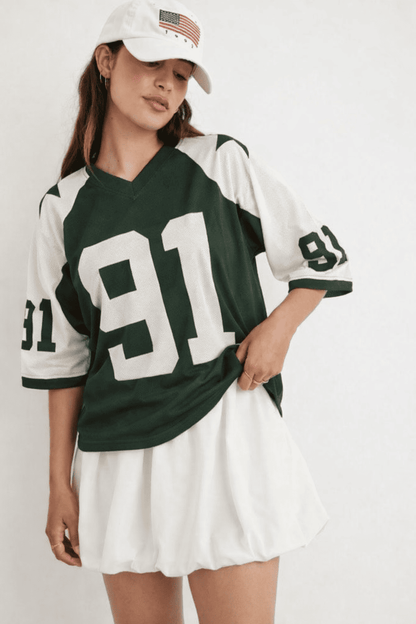 Noeiko Varsity 91 V-Neck Graphic Cotton T-Shirt