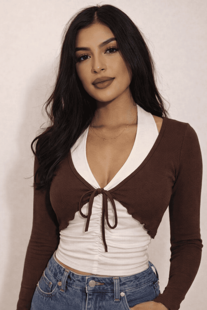Noeiko Layered Tie-Up Crop Top