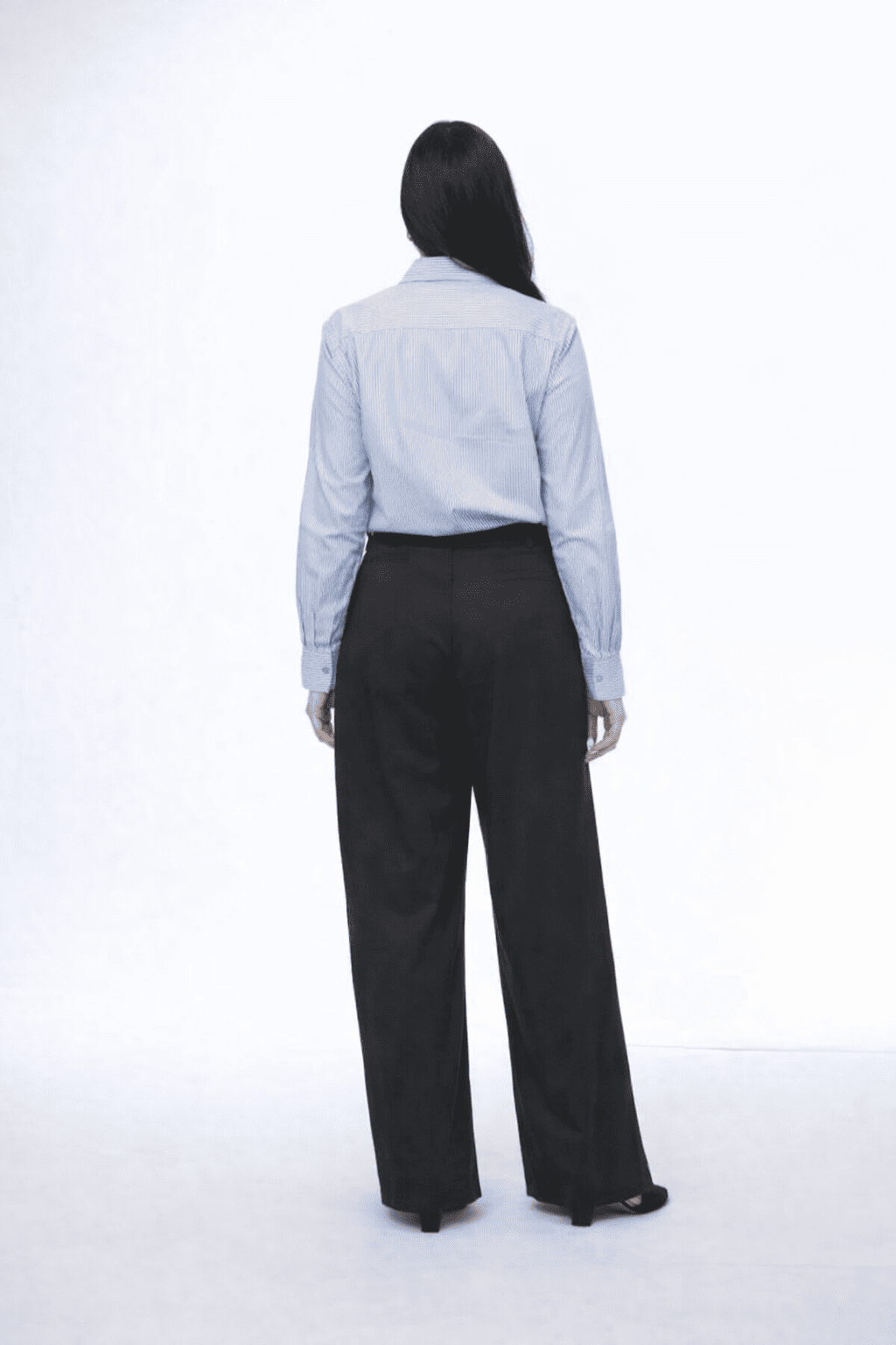 Noeiko Pinstripe Bow Detail Office Shirt