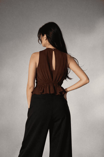 Noeiko Halter Neck Peplum Georgette Top