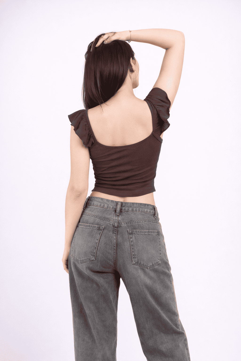 Noeiko Ruched Sweetheart Neck Crop Top