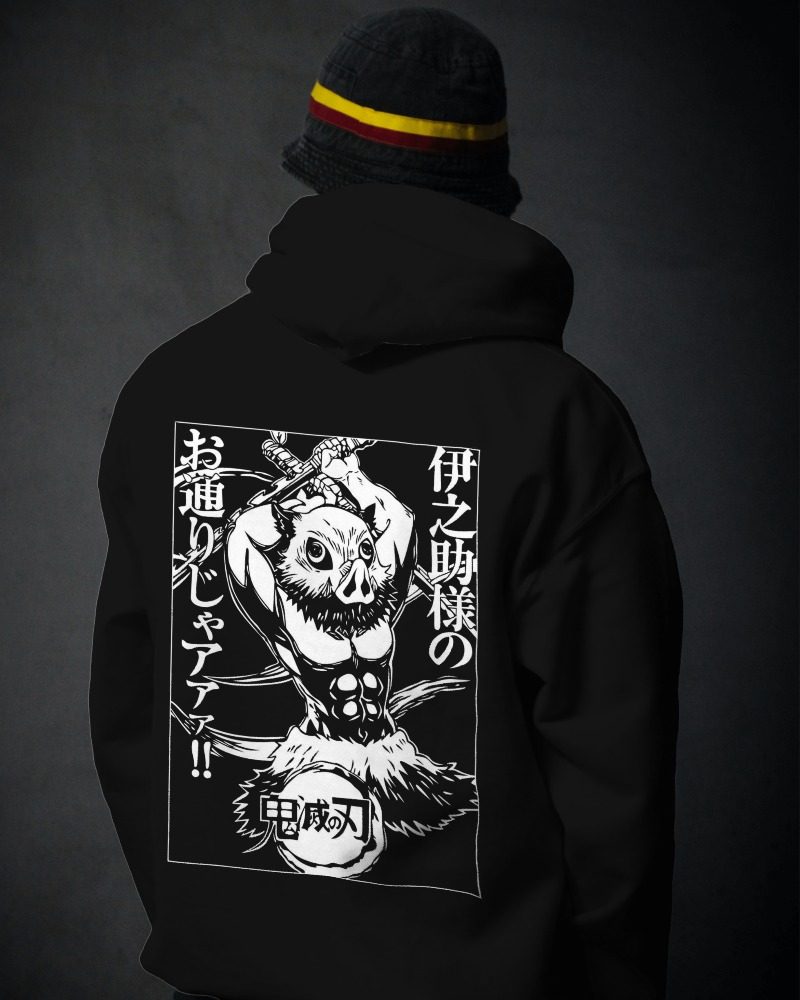 Noeiko – Demon Slayer Inosuke Hashibira Monochrome Rage Limited Edition Anime Hoodie
