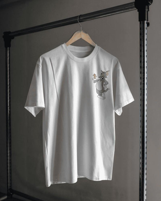 Noeiko - White Tom & Jerry Vintage Cartoon T-Shirt – Classic 90s Nostalgia Tee