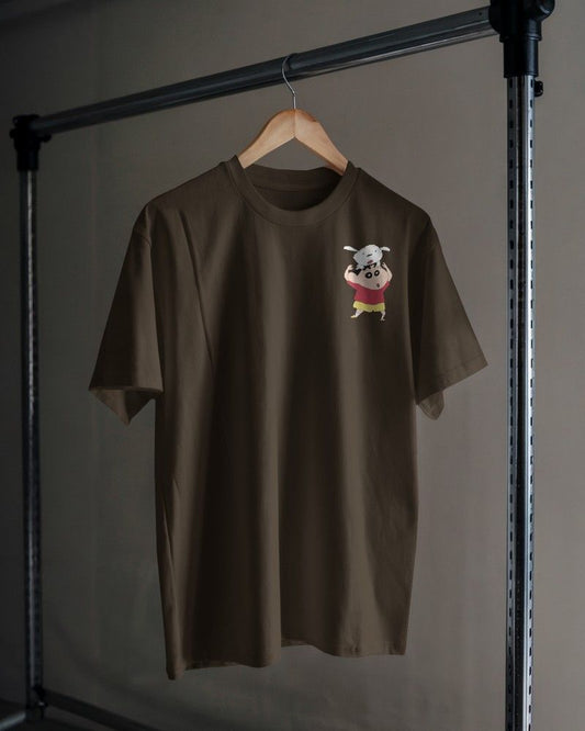 Noeiko - Shinchan & Shiro Bond Brown Tee - 90s Toon Vibes