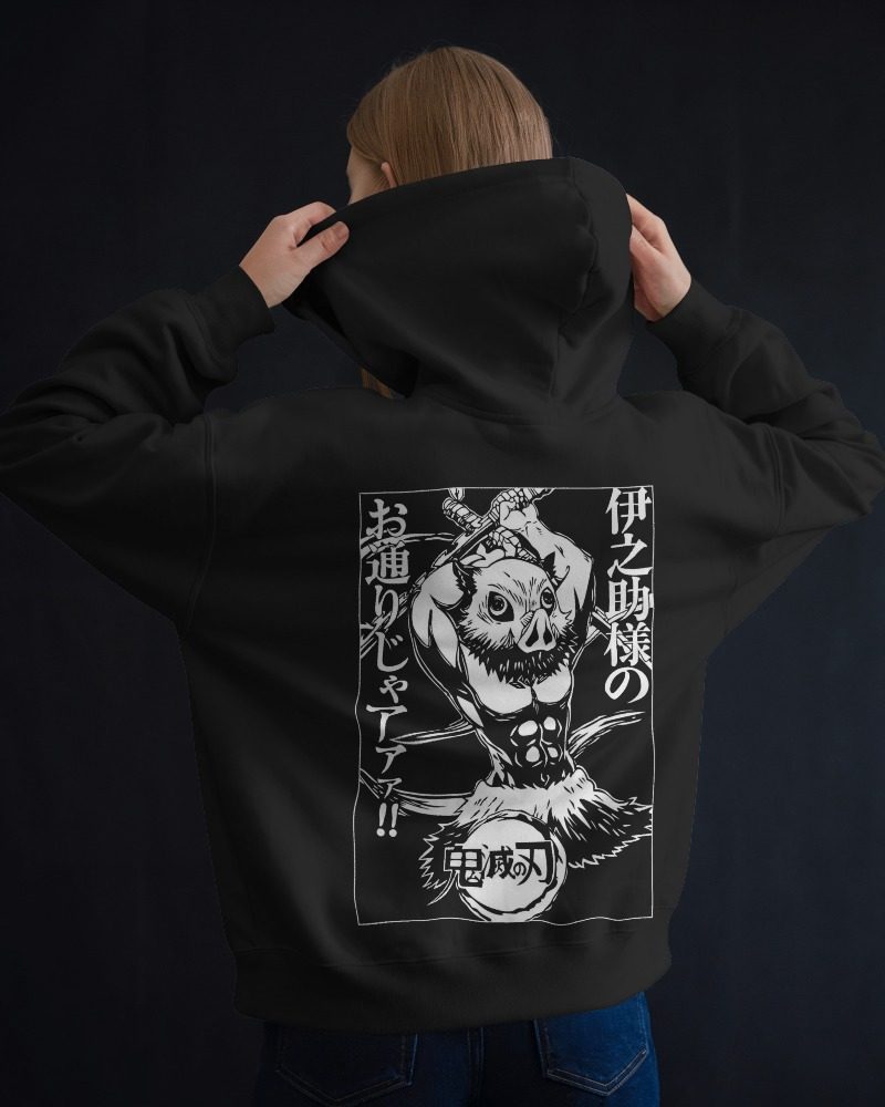 Noeiko – Demon Slayer Inosuke Hashibira Monochrome Rage Limited Edition Anime Hoodie