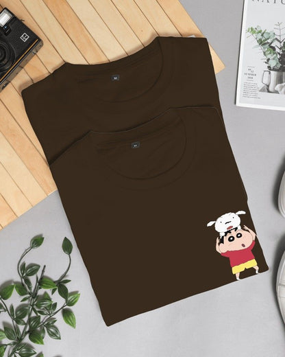 Noeiko - Shinchan & Shiro Bond Brown Tee - 90s Toon Vibes