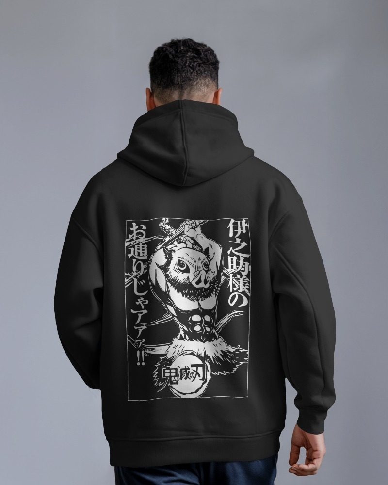 Noeiko – Demon Slayer Inosuke Hashibira Monochrome Rage Limited Edition Anime Hoodie